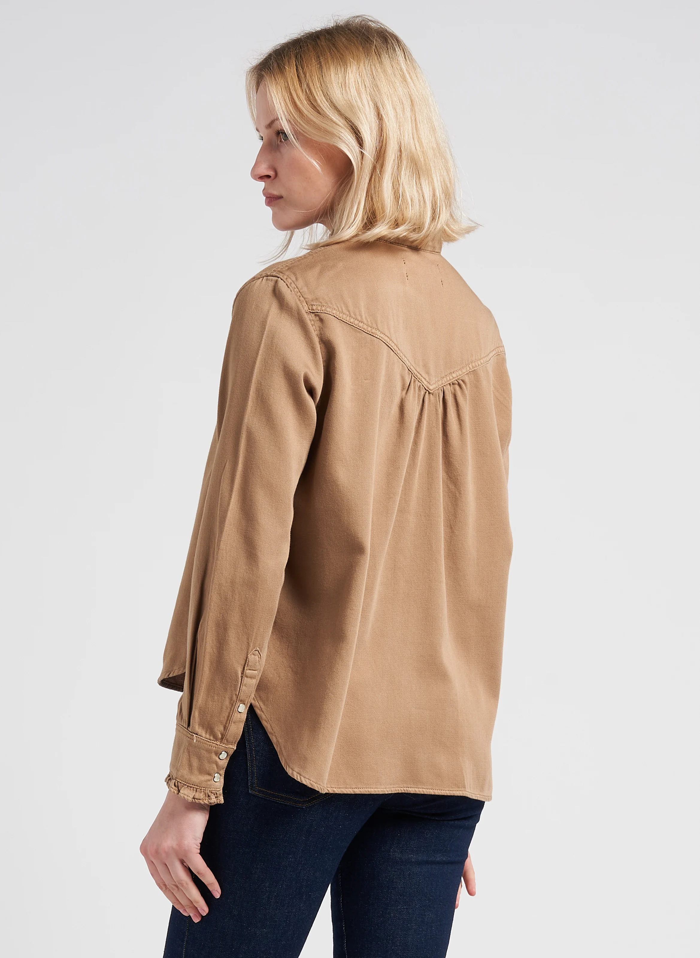 GABY - Chemise col victorien en coton| Marron