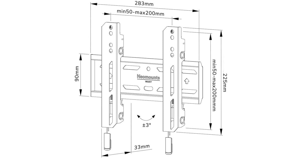 NeomountsSelect WL30S-850BL12 vlakke wandsteun bevestiging  (Zwart)