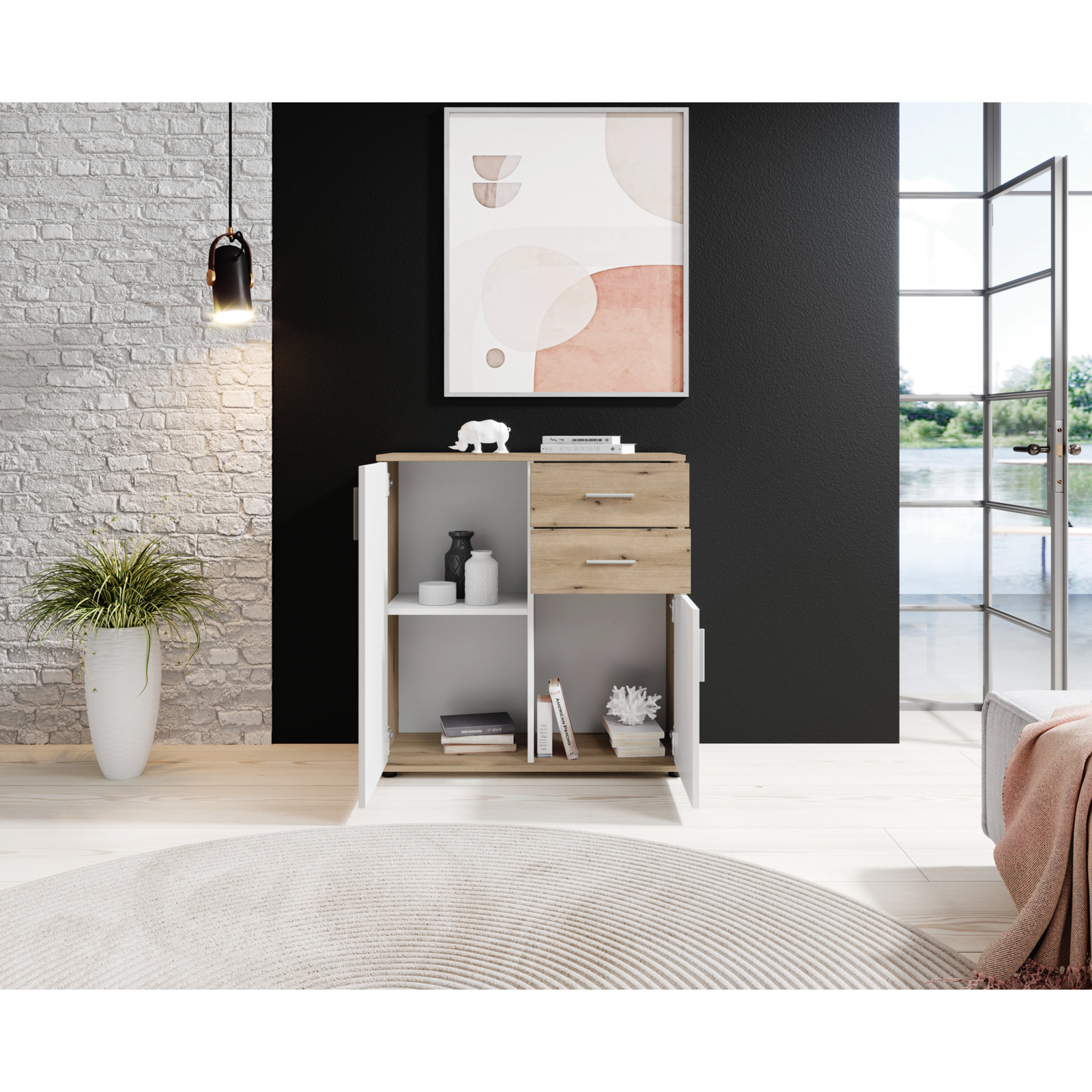 Kommode Leon Dekor Eiche Evoke weiss 80 x 84 x 35 cm