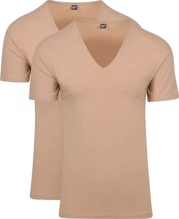 Alan Red T-Shirt V-Neck Stretch Beige 2-Pack 5601/2P/19 NOV T-Shirt Skin kopen