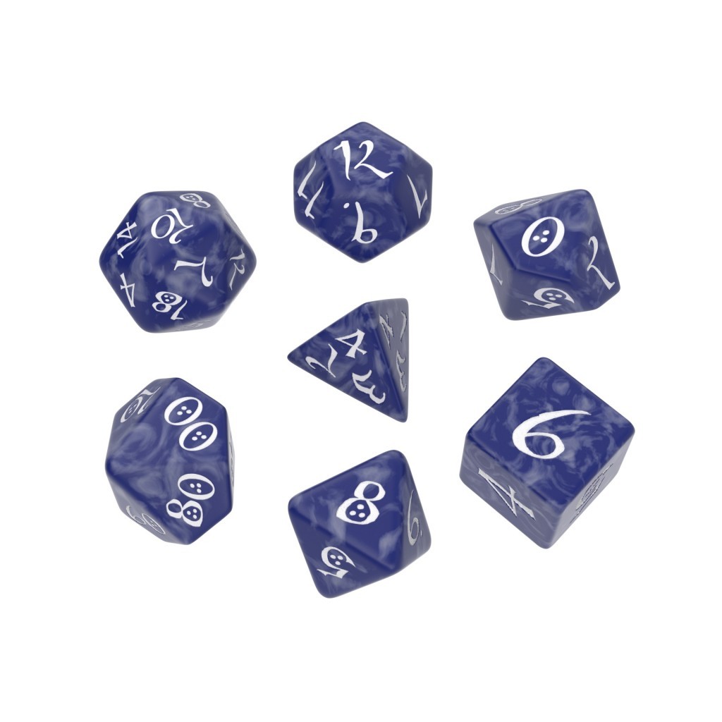 Set de dés Elfe Classic - Cobalt et Blanc