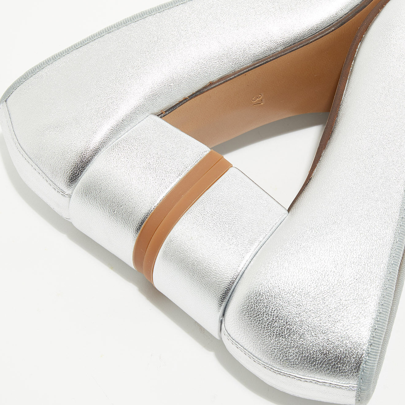 Quartier Latin Ballerines trotters en Cuir irisé Diane argentées - Talon 4 cm