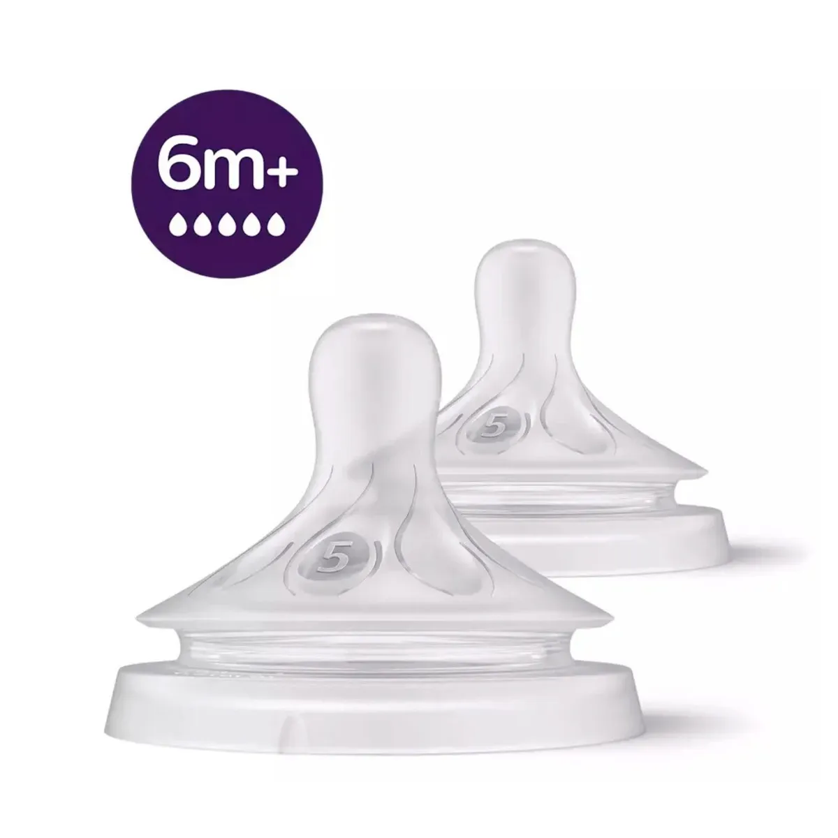 Philips Avent Tétines (2) 6mois+ Naturel Response Flow 5