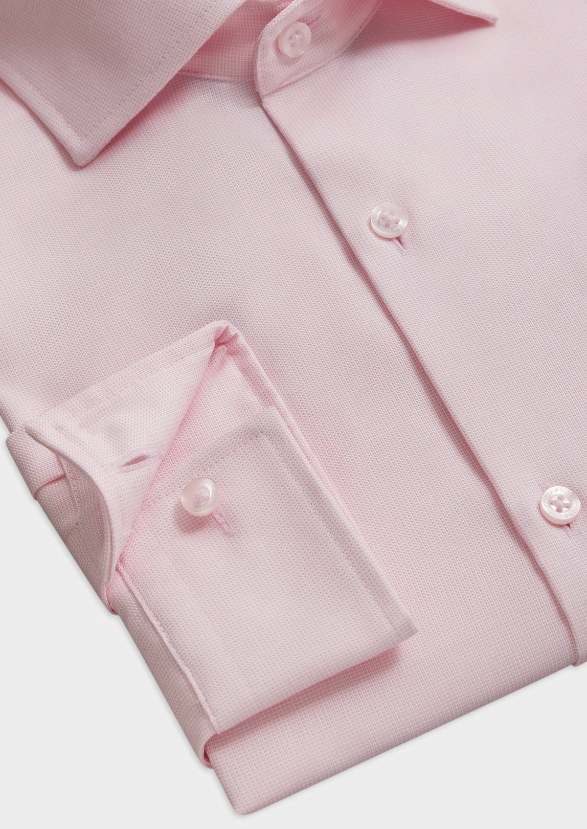 Chemise habillée non-iron Regular en coton Jacquard blanc à motif fantaisie rose