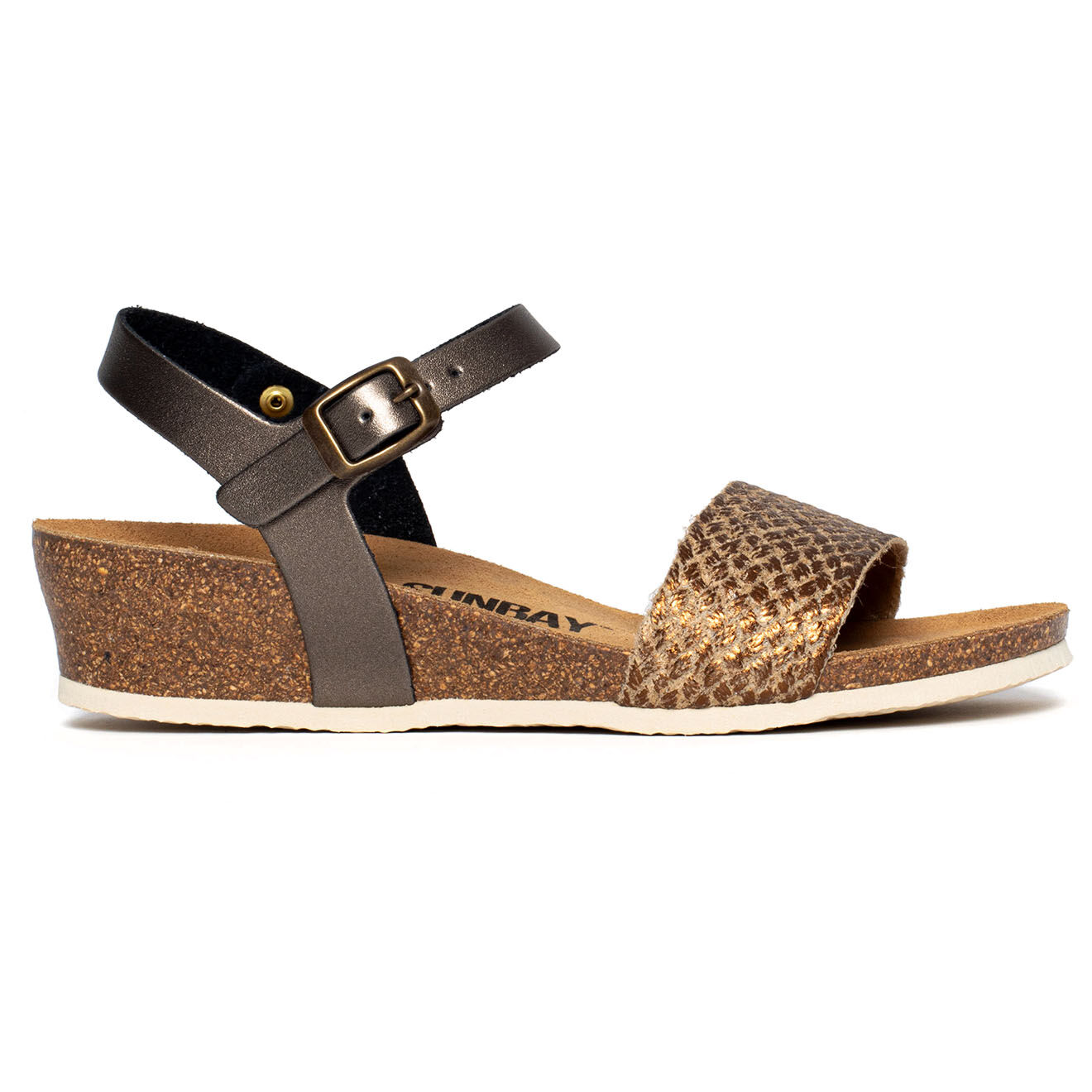 Sunbay Sandales compensées Esperance bronze - Talon 4 cm