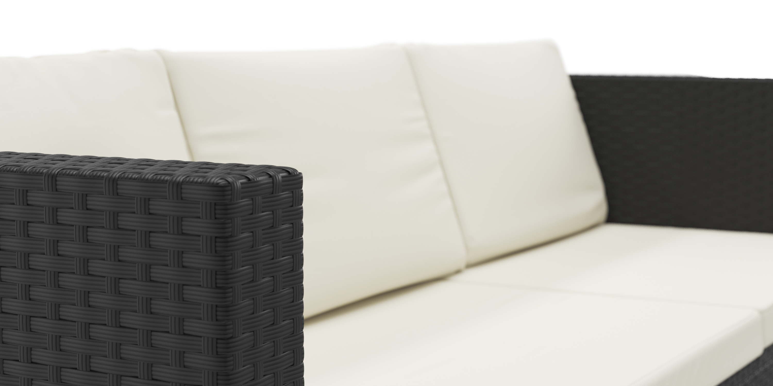 Rattan Sofaliege CAIRNS schwarz/weiss