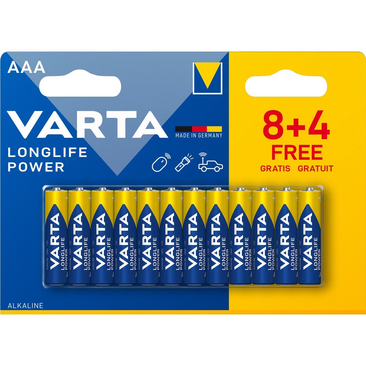 Piles Longlife Power LR03 X8 + 4 gratuites
