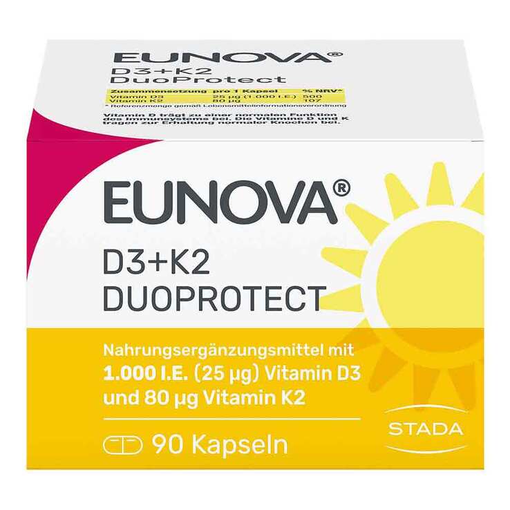 Eunova Duoprotect D3 + K2 1000 I.E. / 80 µg Kapseln, 90 St