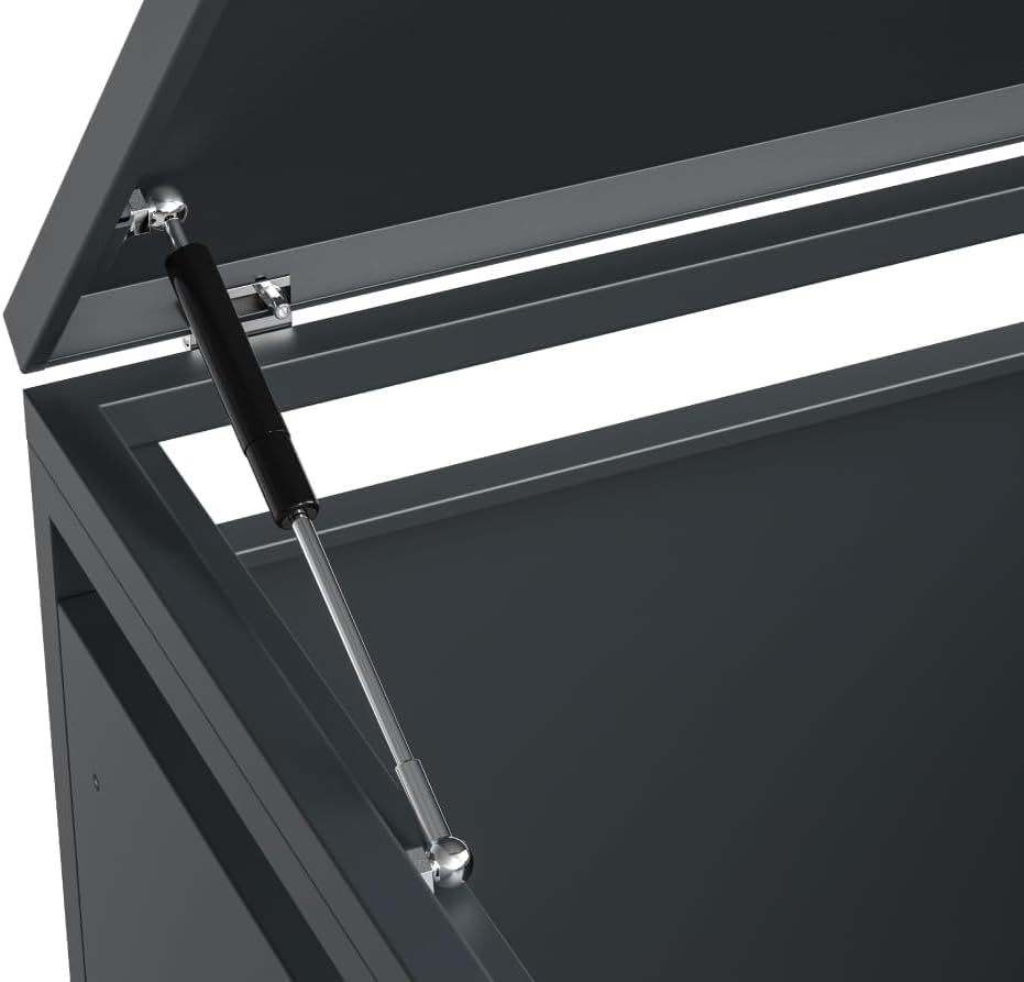 Westmann Metall Mülltonnenbox Lacina 6x240 L Anthrazit Holzoptik Mülltonnen Verkleidung mit Gasdruckfedern Pulverbeschichteter Stahl Wetterfest & stabil Klappdeckel & Fronttüren