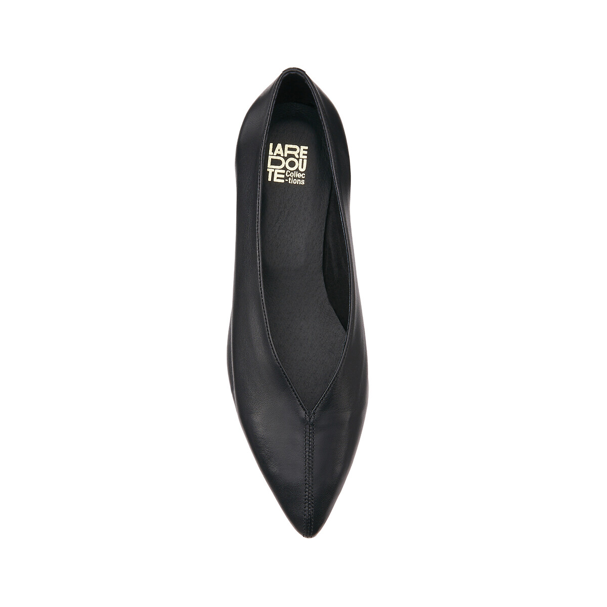 COLEÇÕES LA REDOUTE<br>Sapatilhas de ballet com bico fino e salto baixo, em couro