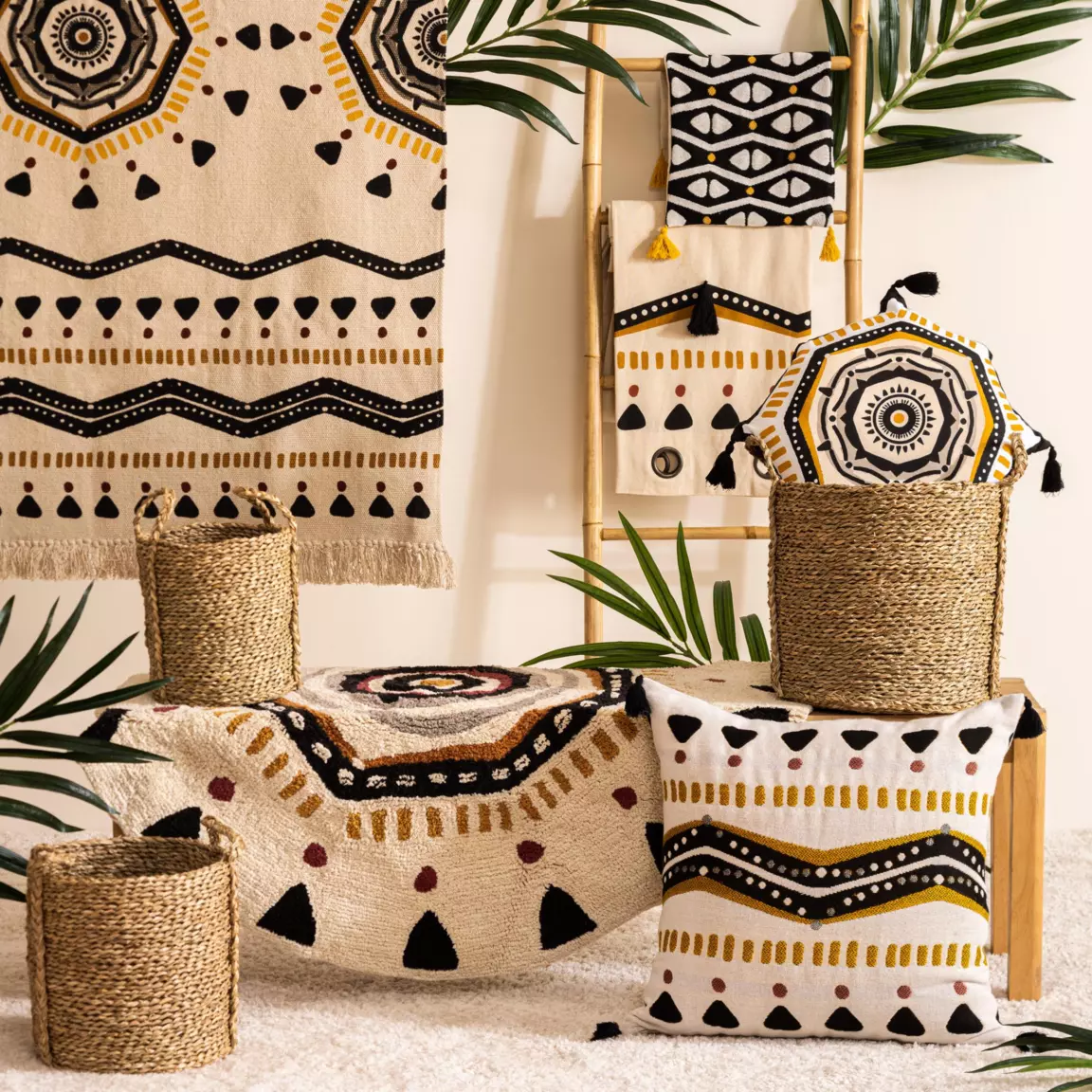 Coussin rectangulaire coton (30 x 50 cm) Tribal Multicolore