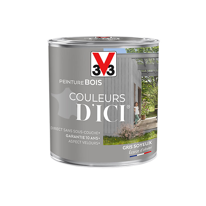 Peinture extérieure bois Couleurs d'ici gris soyeux Velours V33 0,5L