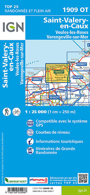 IGN - TOP 25 1909OT SAINT VALERY EN CAUX 1 25 000