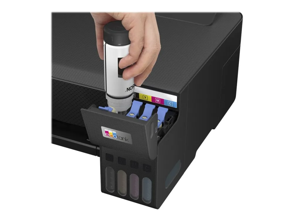 Epson EcoTank ET-1810 - Printer - farve - blækprinter - kan genopfyldes - A4 - 5760 x 1440 dpi - op til 10 spm (mono) / op til 5 spm (farve) - kapacitet: 100 ark - USB, Wi-Fi - sort