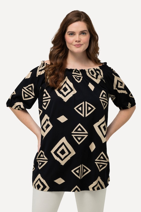 T-Shirt, Carmen-Ausschnitt, Halbarm, Biobaumwolle