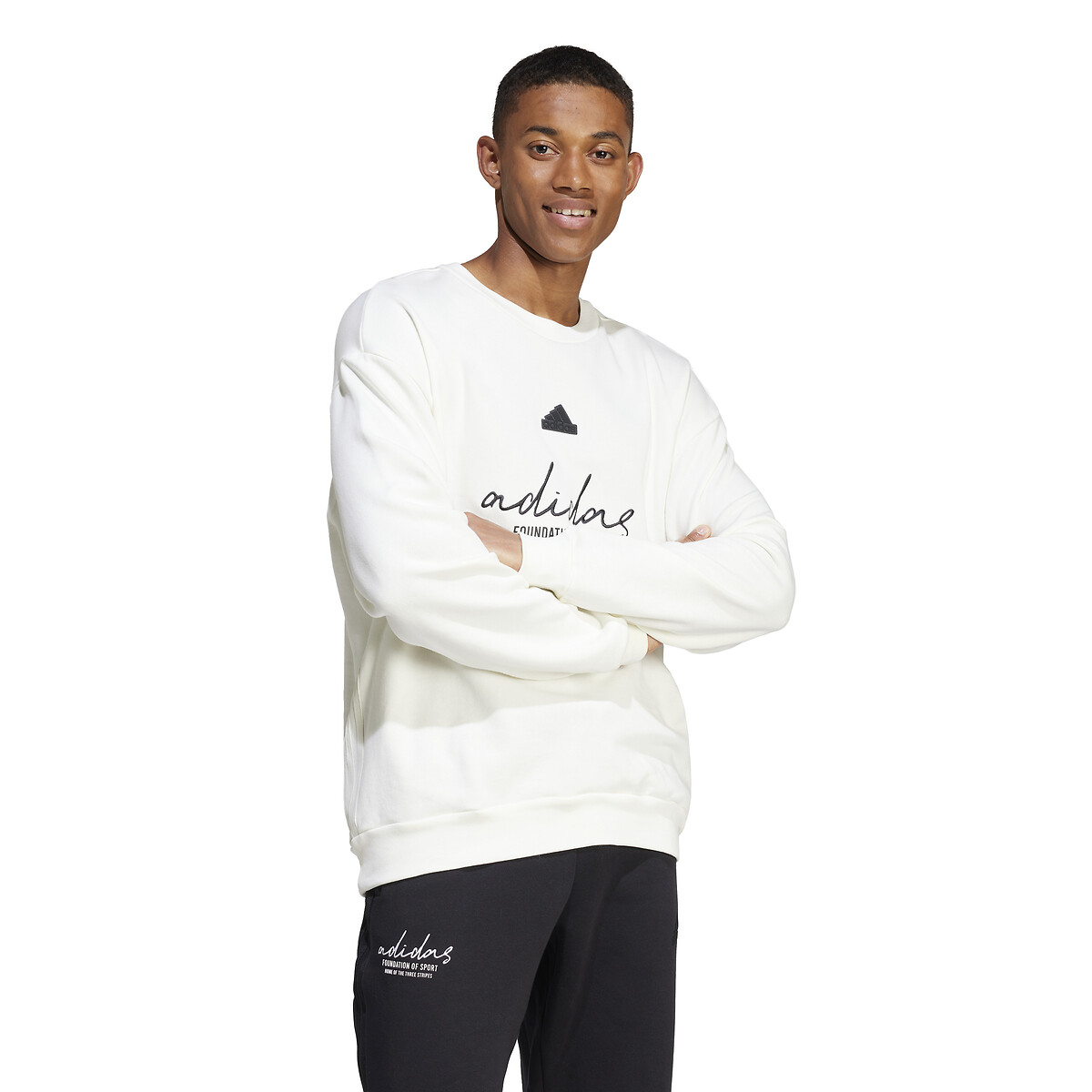 Suéter adidas Performance com gola redonda e logo duplo