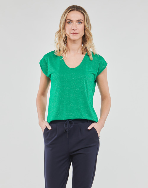 Pieces - PCBILLO TEE LUREX STRIPES - Vert
