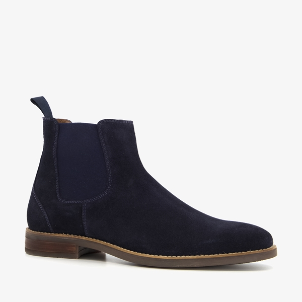 Van Beers suede heren chelsea boots blauw