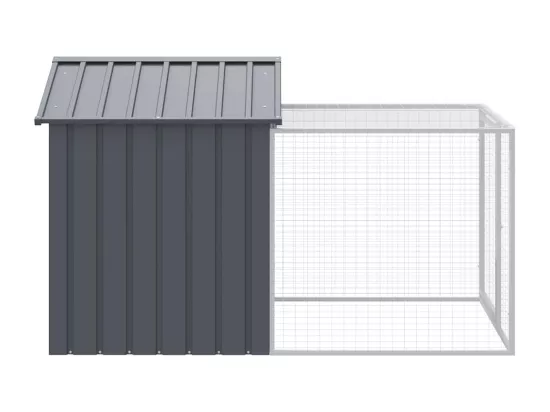 Poulailler avec cour anthracite 117x201x123 cm acier galvanisé