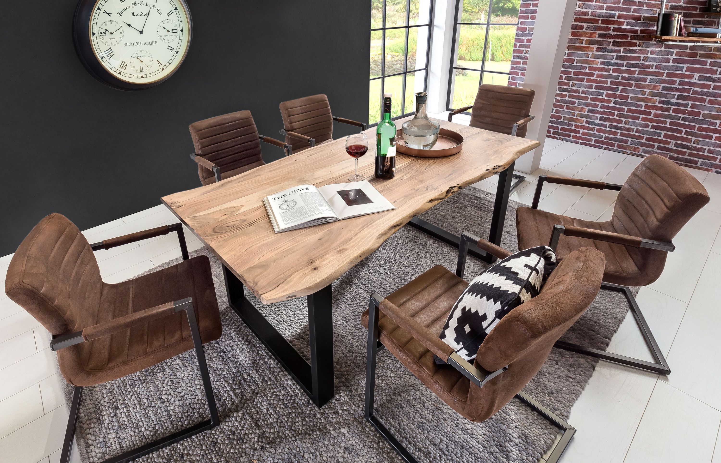 Tisch 200x100 Akazie Stahl Holztisch Esstisch Speisetisch Küchentisch Esszimmer