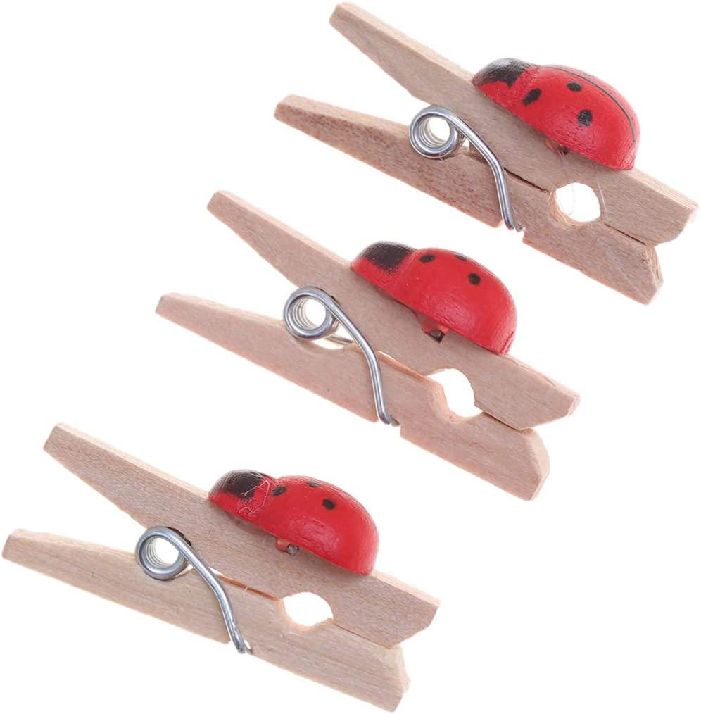 (100er Set) 2.5cm Mini Holz Klammern DIY Bastel Deko Wäscheklammern - Marienkäfer