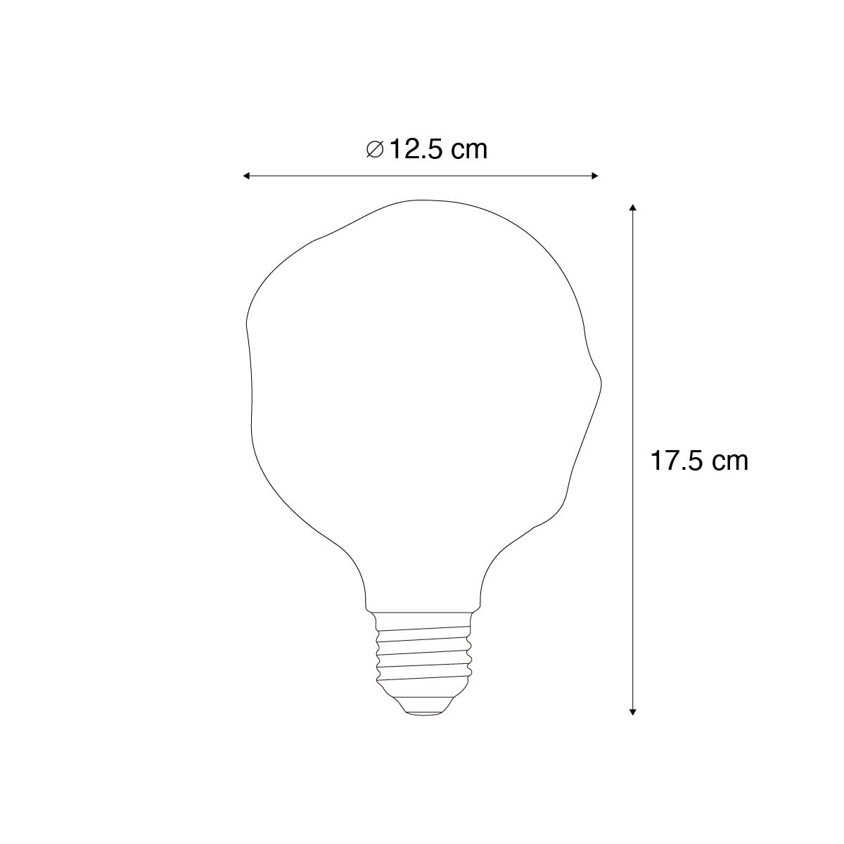 E27 dimbare LED lamp spiraal filament G125 spiegel zilver 4W 75 lm 1800K