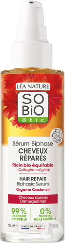 So'Bio Étic Sérum Biphase Cheveux Réparés Ricin Bio Et Collagène Végétal Flacon Pompe 100ml
