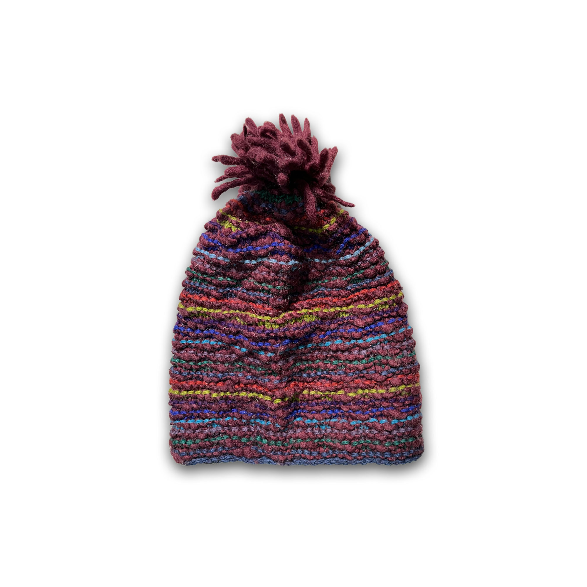 Bommelmütze dunkelrot-multicolor günstig bestellen