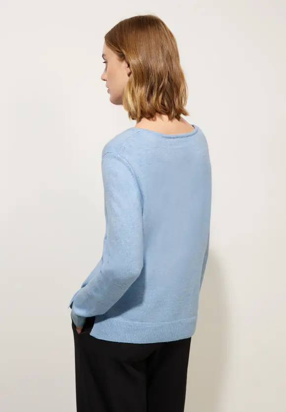 Pullover mit V-Ausschnitt - feather blue melange