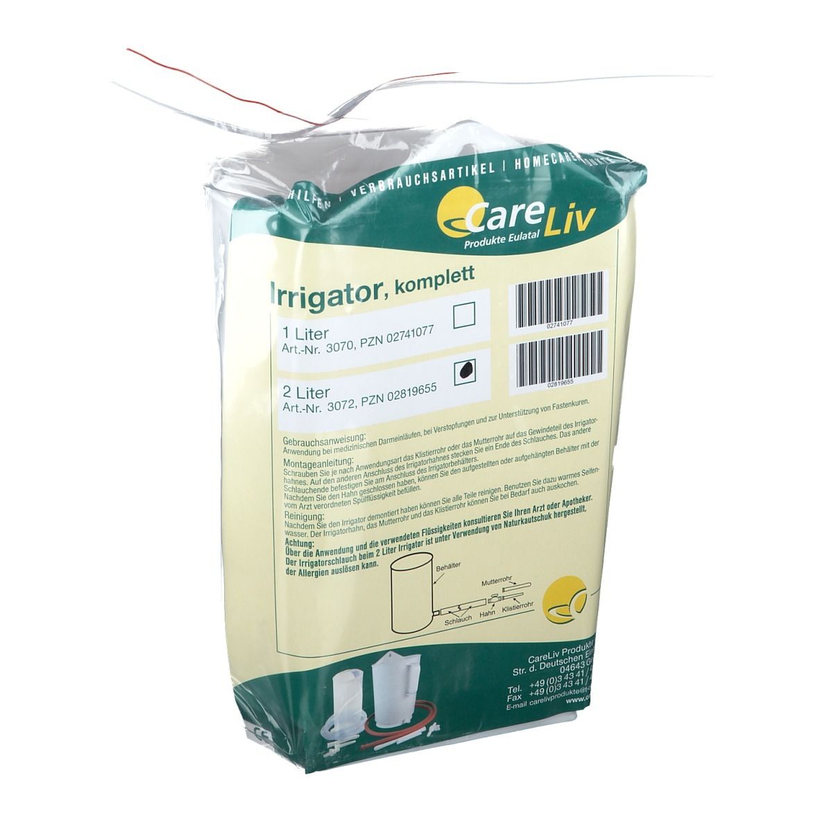 Irrigator 2 Liter komplett mit PVC Gummischlauch