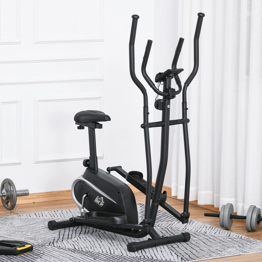 HOMCOM Heimtrainer 8 Widerstandsstufen, mit LCD Display, höhenverstellbar Schwarz