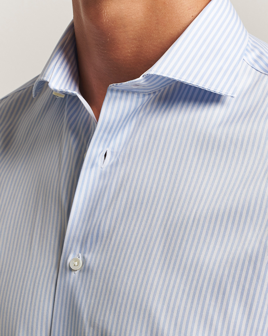 Canali Slim Fit Cotton Shirt Light Blue Stripe