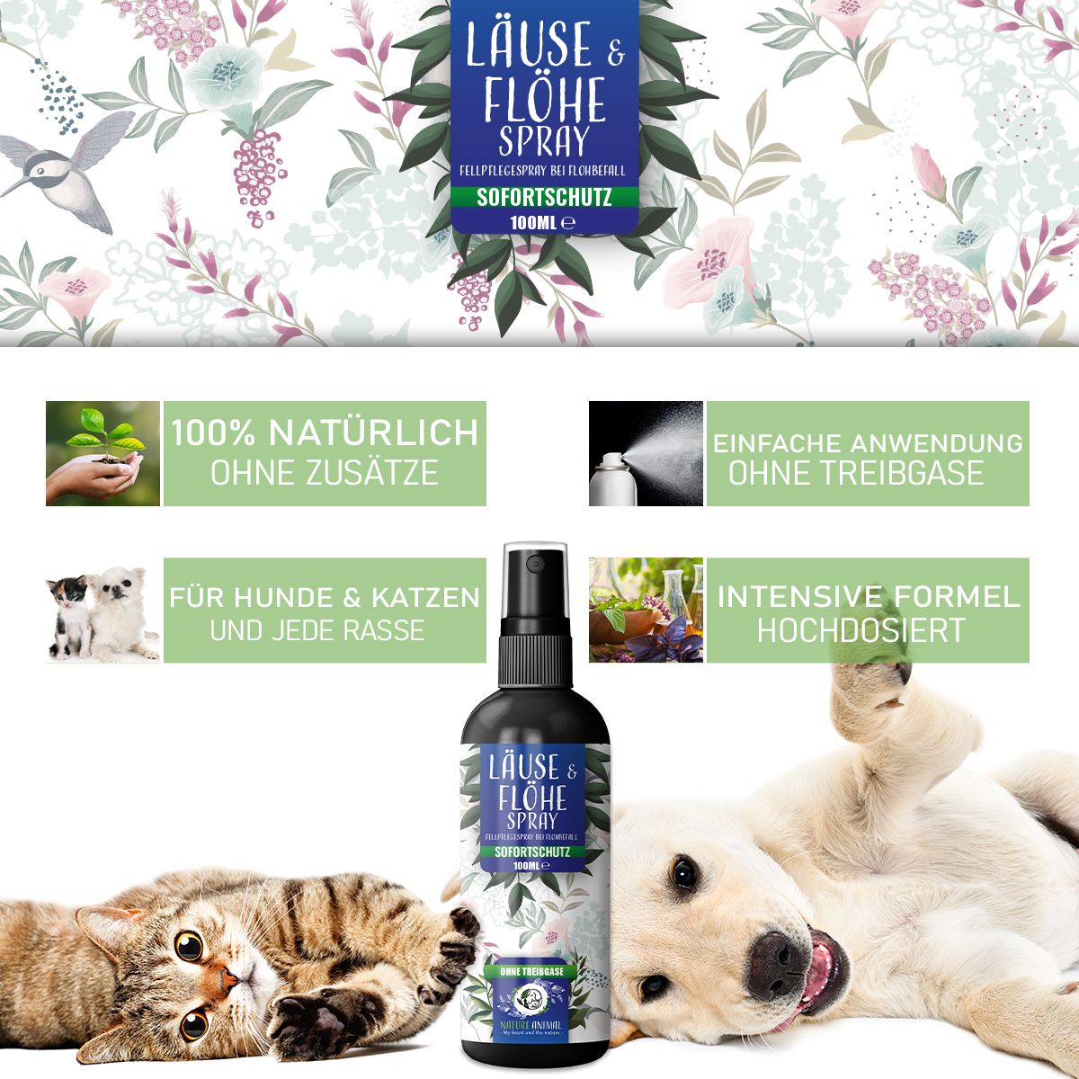 Nature Animal® | Läuse & Flöhe Spray | Flohmittel