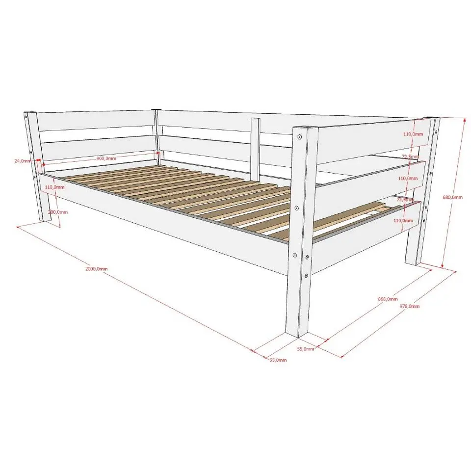 Kajuitbed Maggie - 90 x 200 - massief dennenhout - milky pine