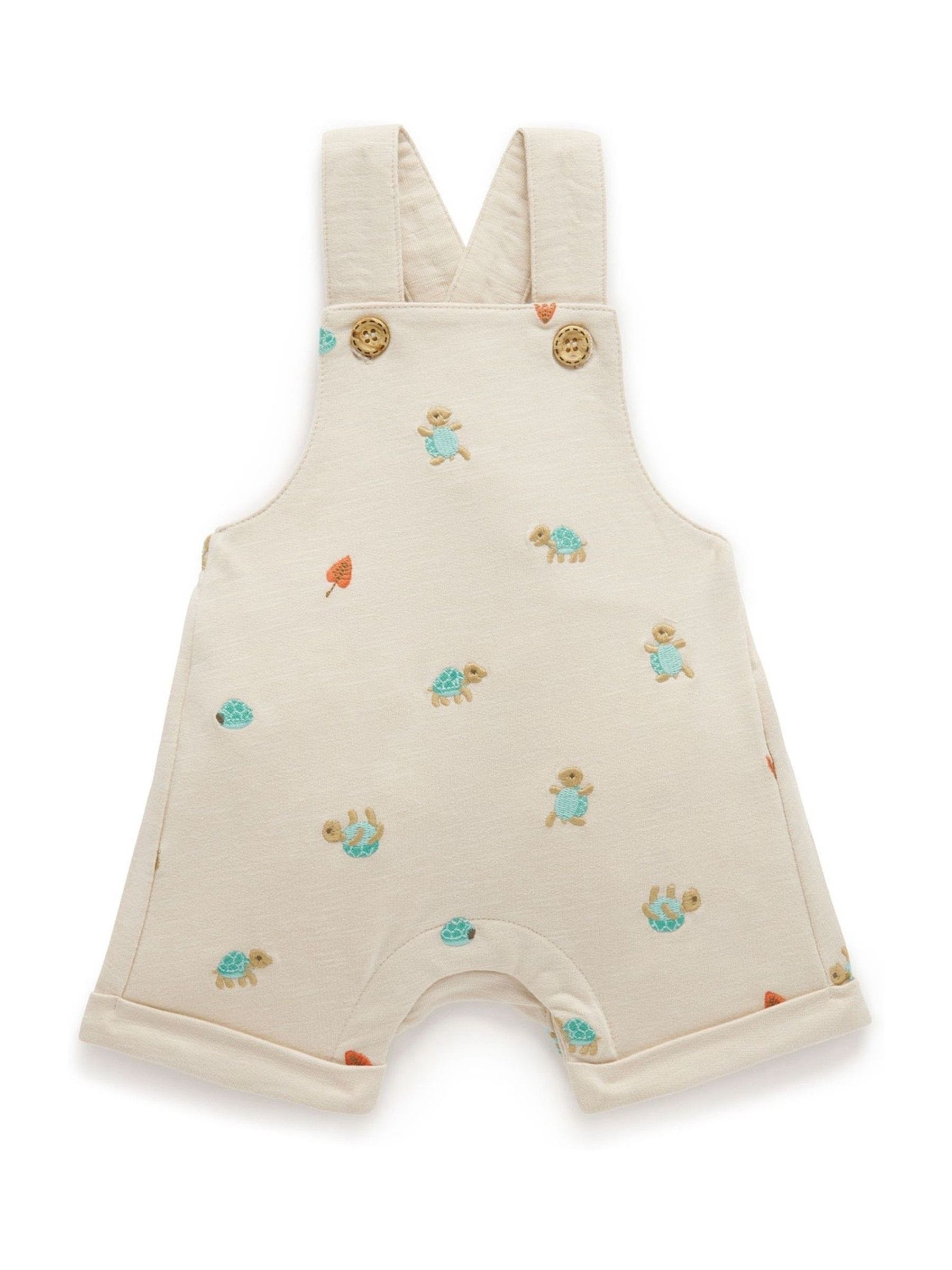 Purebaby geborduurde schildpad 100% katoenen tuinbroek