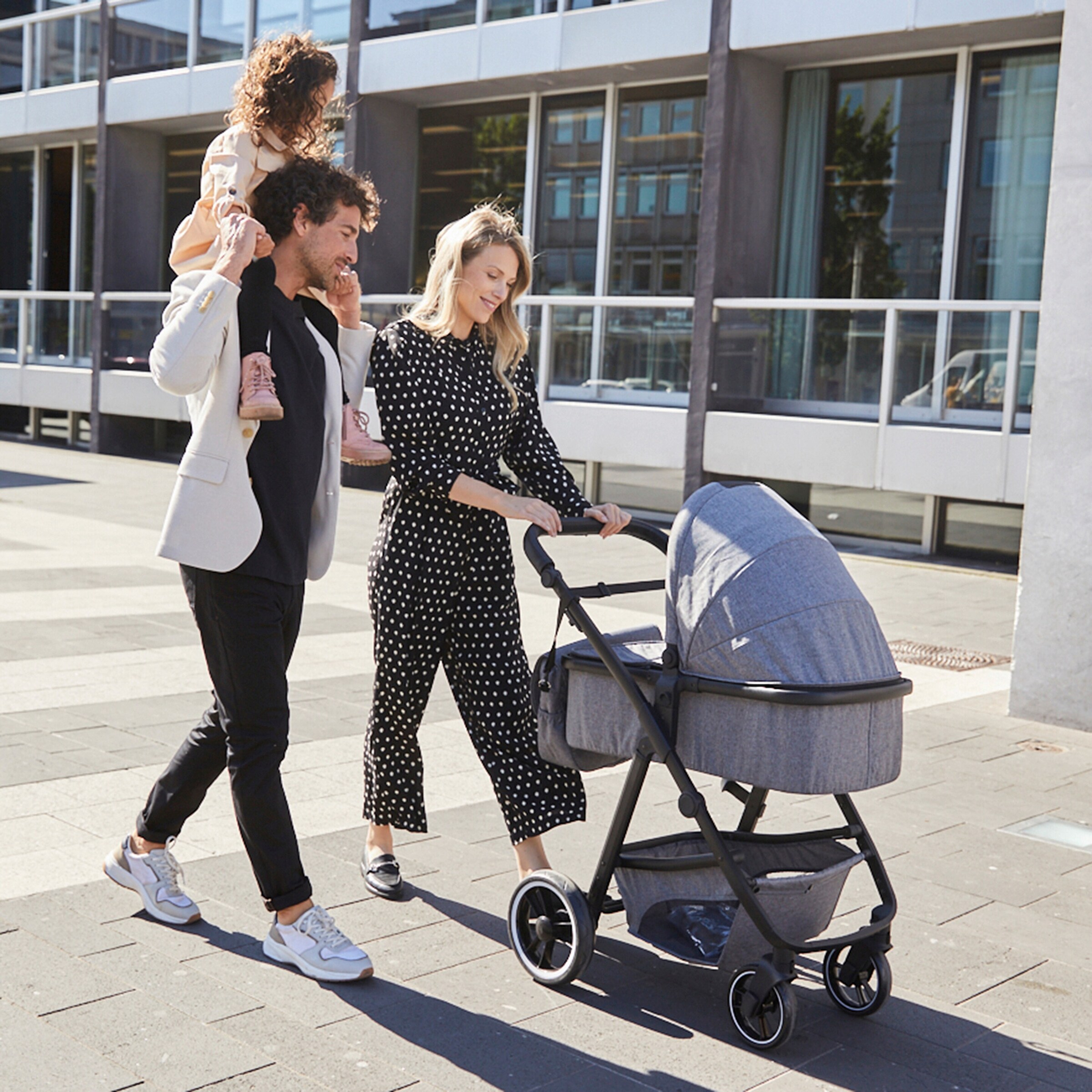 babycab Kombikinderwagen Stockholm Trio-Set (2024) inkl. i-Size Babyschale und Wickeltasche grau melange