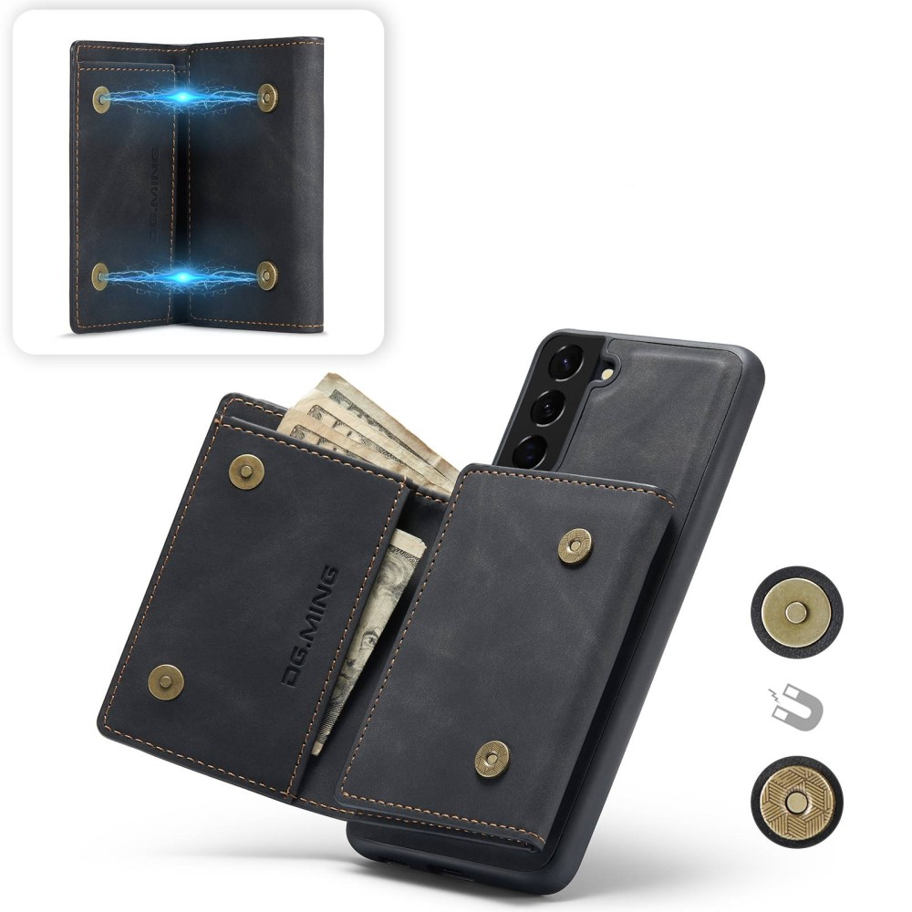 2in1 Samsung Galaxy S23 5G Leder Hülle Wallet   Magnetisches Kreditkartenfach - Schwarz