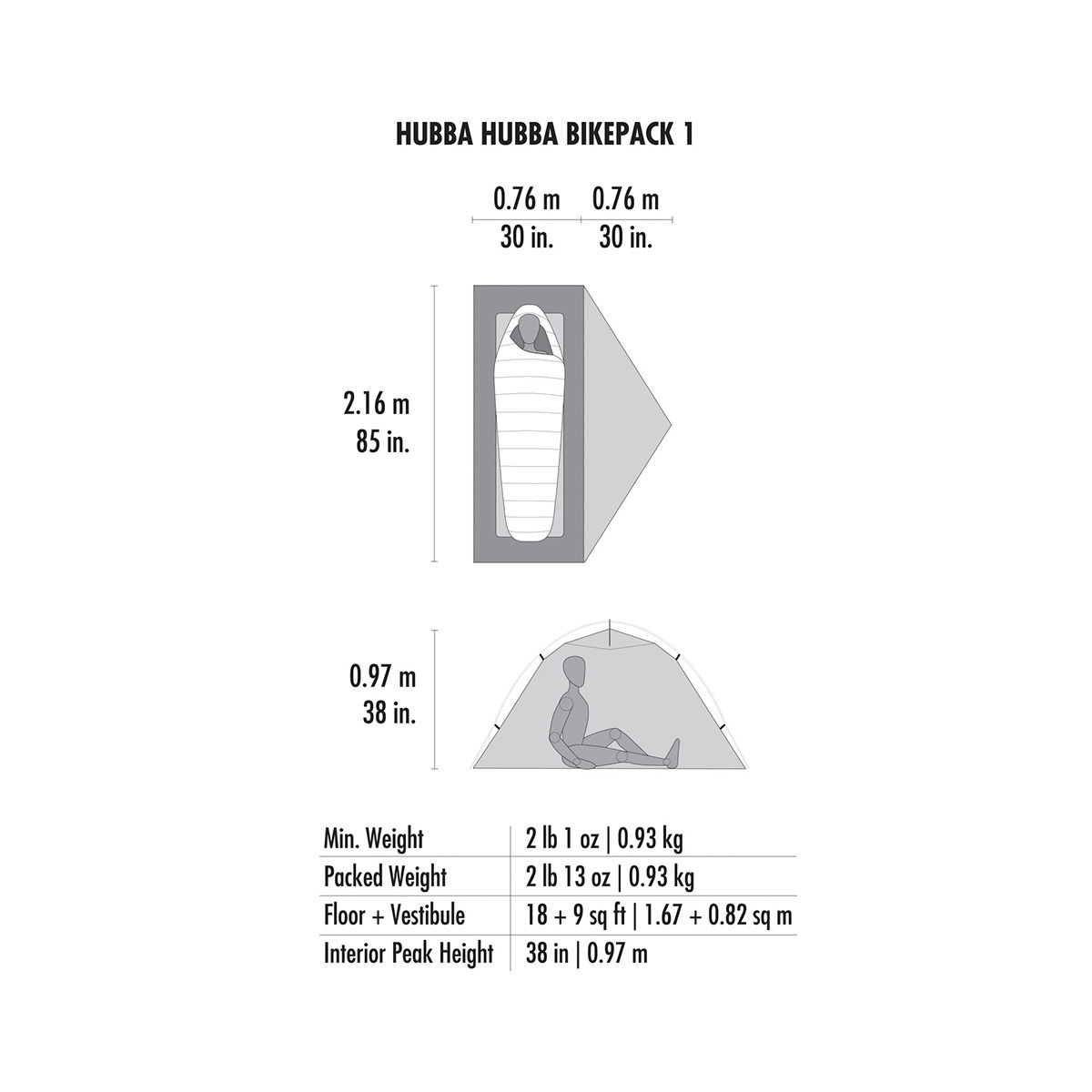 MSR Hubba Hubba Bikepack 1 telt, 1 person