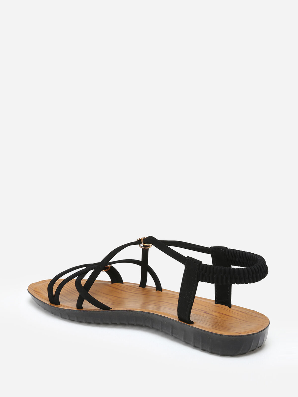 Sandales multi-brides à bijoux en strass- Noir