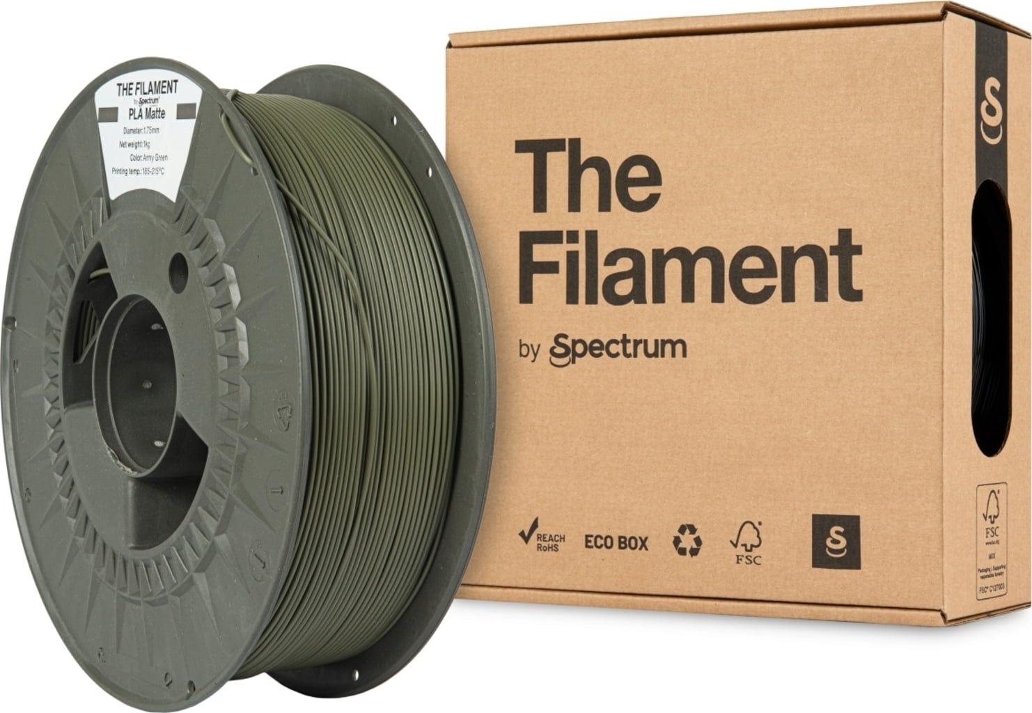 The Filament  PLA Matte Army Green, 1,75 mm / 1000 g    Mattes PLA für funktionale & dekorative Anwendungen in Army Green