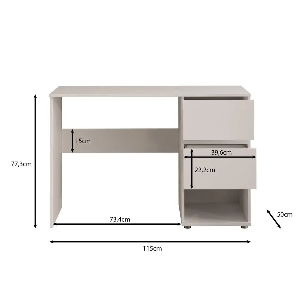 Meubella - Bureau Brussel - Wit - 115 cm