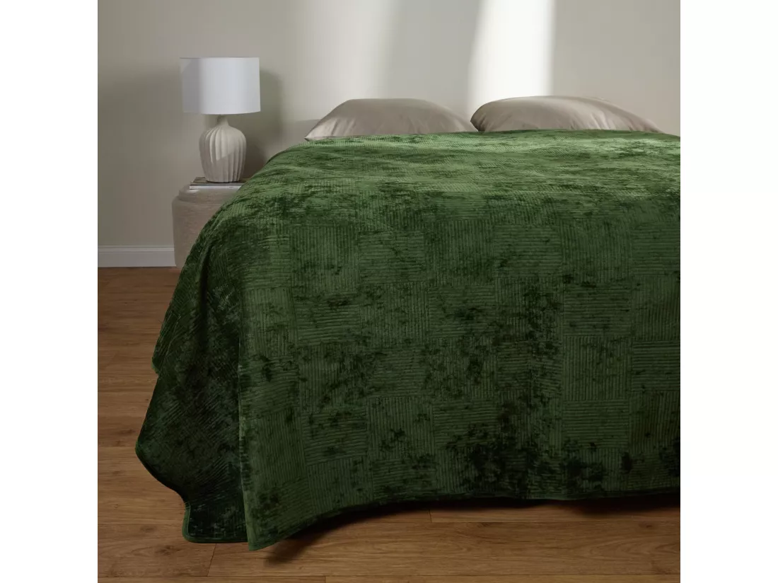 Jeté de lit Quadron Vert Foncé Polyester 200x220