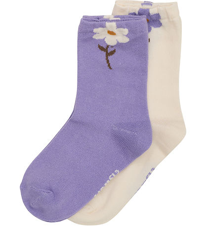 Minymo Socken - 2er-Pack - 3D-Effekt - Purple Haze
