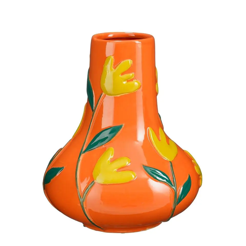 Mica Decorations Ava Vaas - H30 x Ø25 cm - Keramiek - Oranje