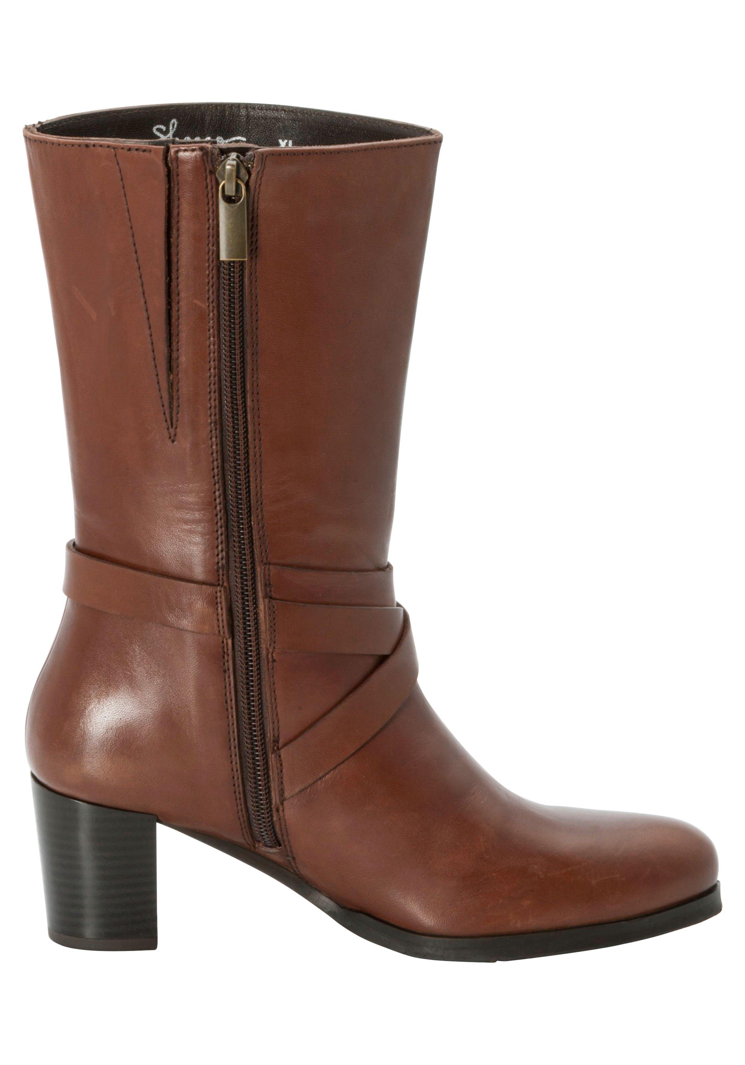 Stiefelette aus Leder mit Zierband und Schnalle