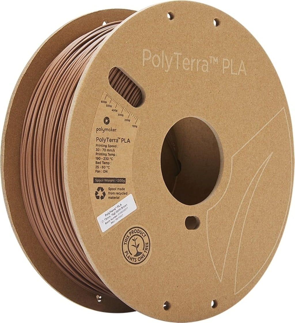 Polymaker  PolyTerra PLA Earth Brown, 1,75 mm / 1000 g    Filament mit reduziertem Kunststoffgehalt
