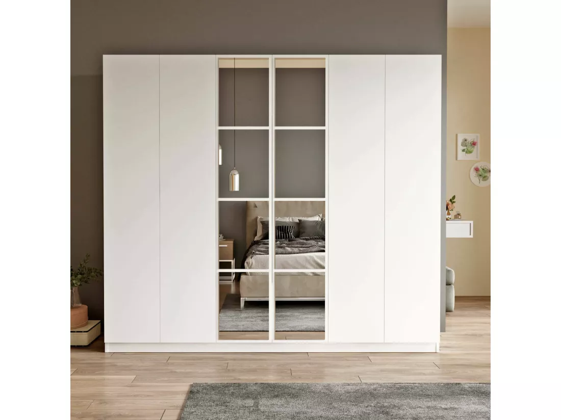 Grande Garde-robe Dpallavicin, Meubles de chambre, Penderie de plain-pied, Placard à vêtements, 208x50 h184 cm, Blanc