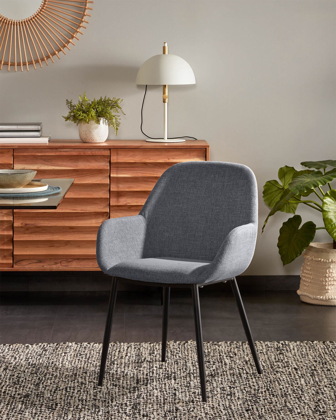 Kave Home Esszimmerstuhl KONNA 2er Set dunkelgrau