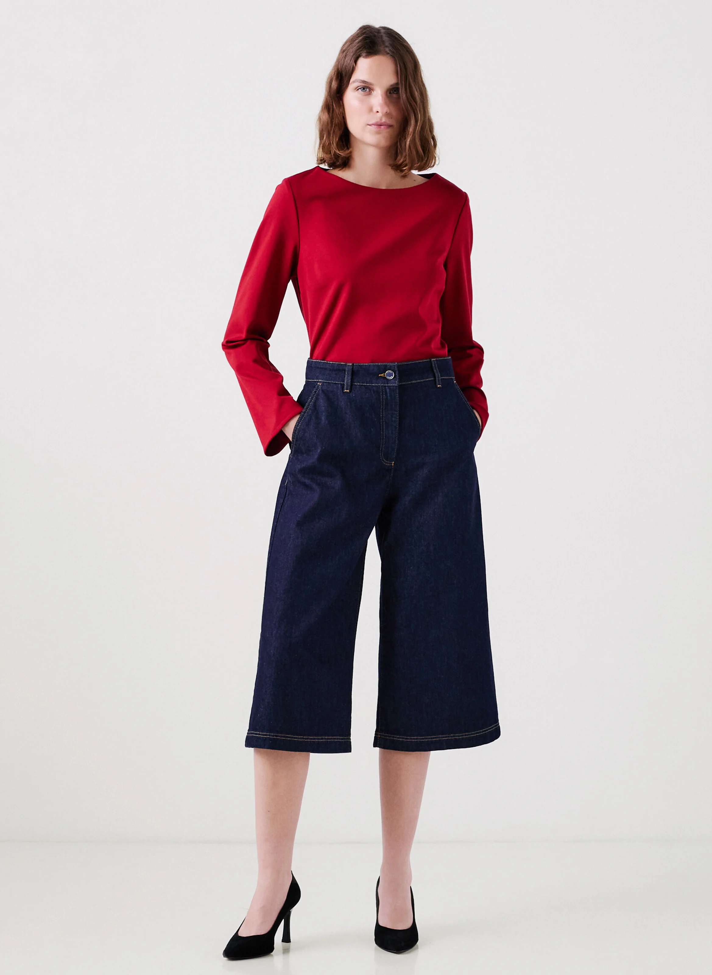 CARMIN - Blouse col rond| Rouge