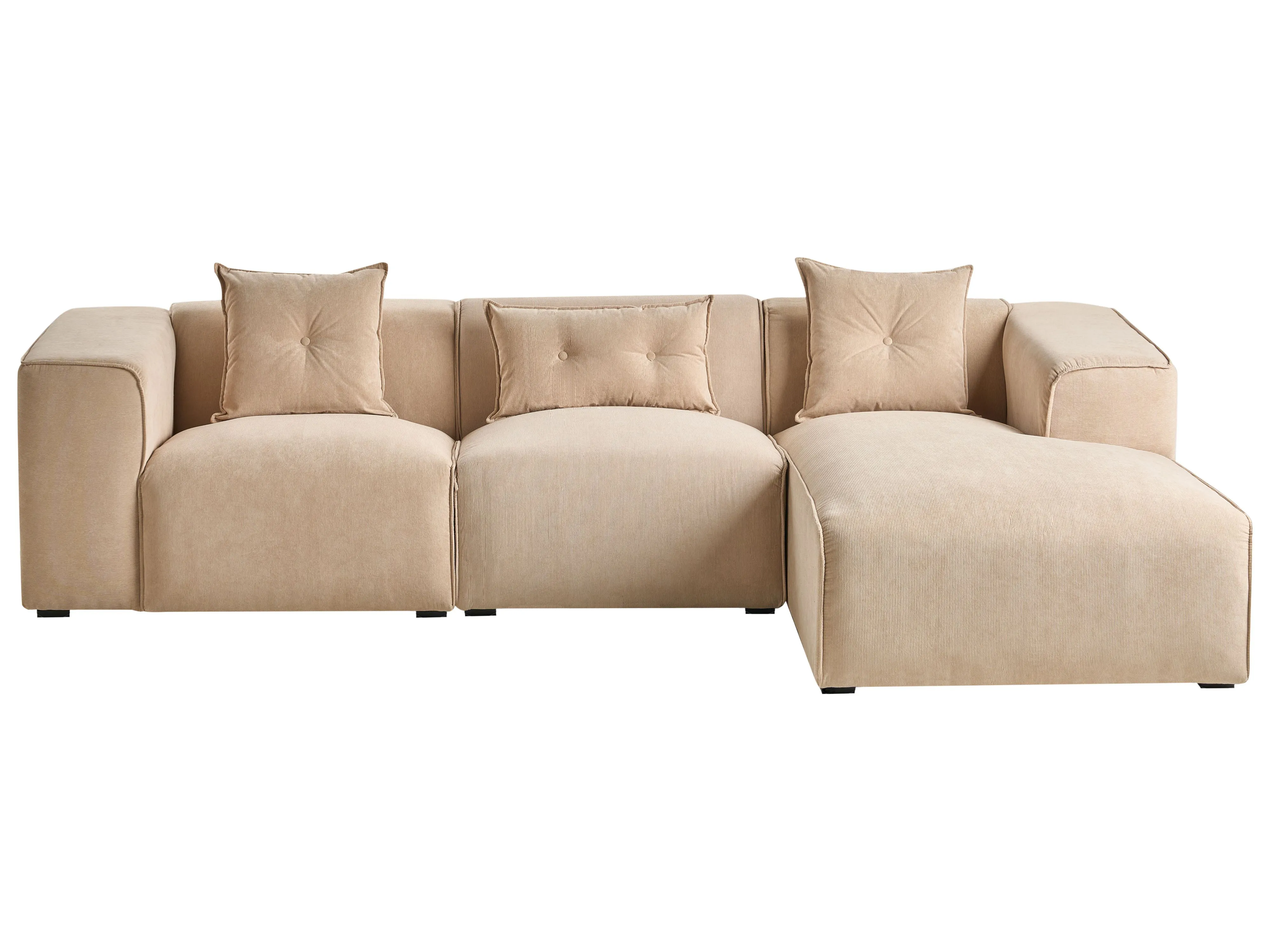 Hoekbank 3-zits DOLVA Corduroy Beige linkszijdig